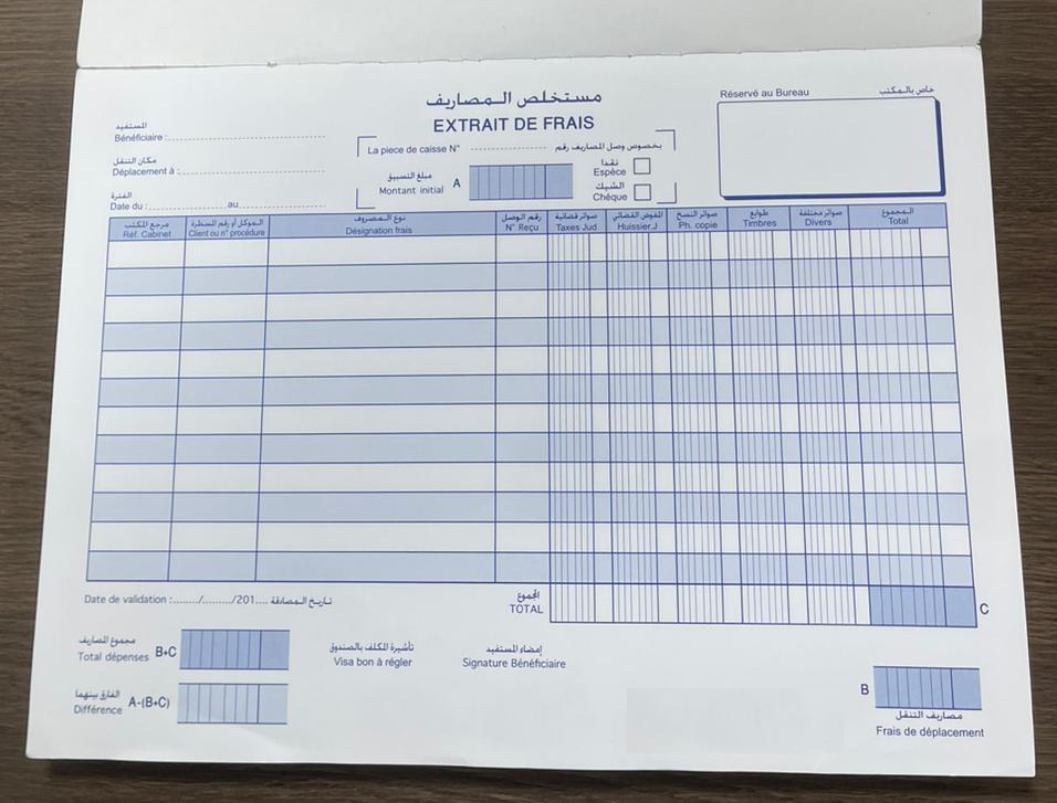 15-Carnet Extrait des Frais